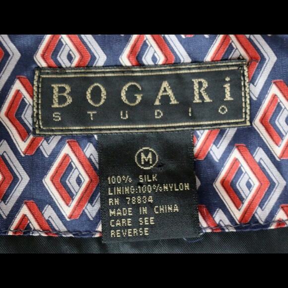 Bogari Studio Men's M Classic 100% Silk Red~Navy Blue Foulard Vest - Picture 8 of 8